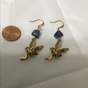 Vintage Sodalite Gemstone AGP Fairy Dangles on French Wires